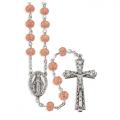  PINK "CANDIED" TEXTURED ACRYLIC BEAD ROSARY 